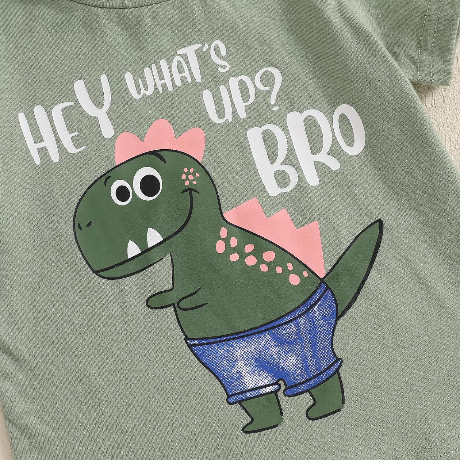 Adorable Toddler Boys Summer Outfits 2-Piece Set with Dinosaur Embroidery