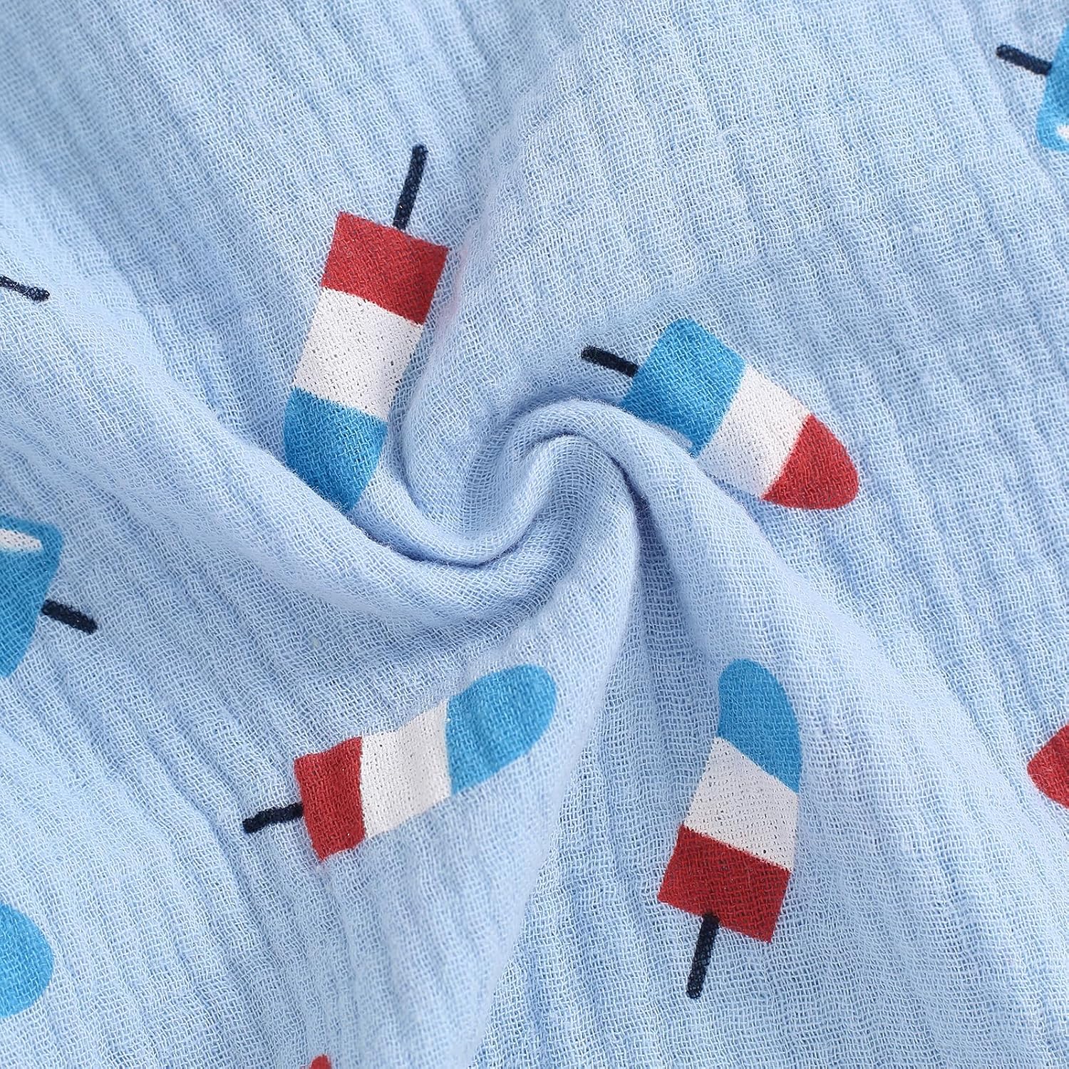 4th of July Baby Boy Girl Outfit with Stars and Ice Cream Print