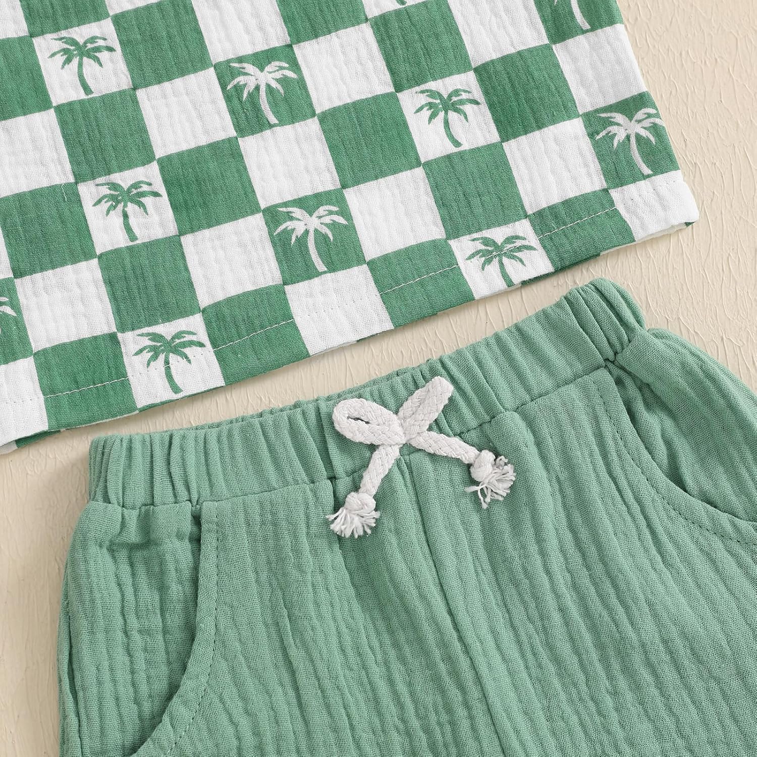 Cool Toddler Boy Summer Outfit Checkers 2Pcs